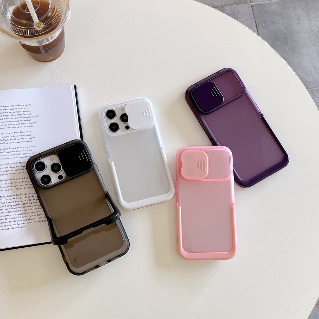 Ốp Điện Thoại TPU Silicon Mềm Trong Suốt Chống Rơi Với Giá Đứng Tàng Hình Cho iPhone 14 12 11 13 Pro Max 14 Plus