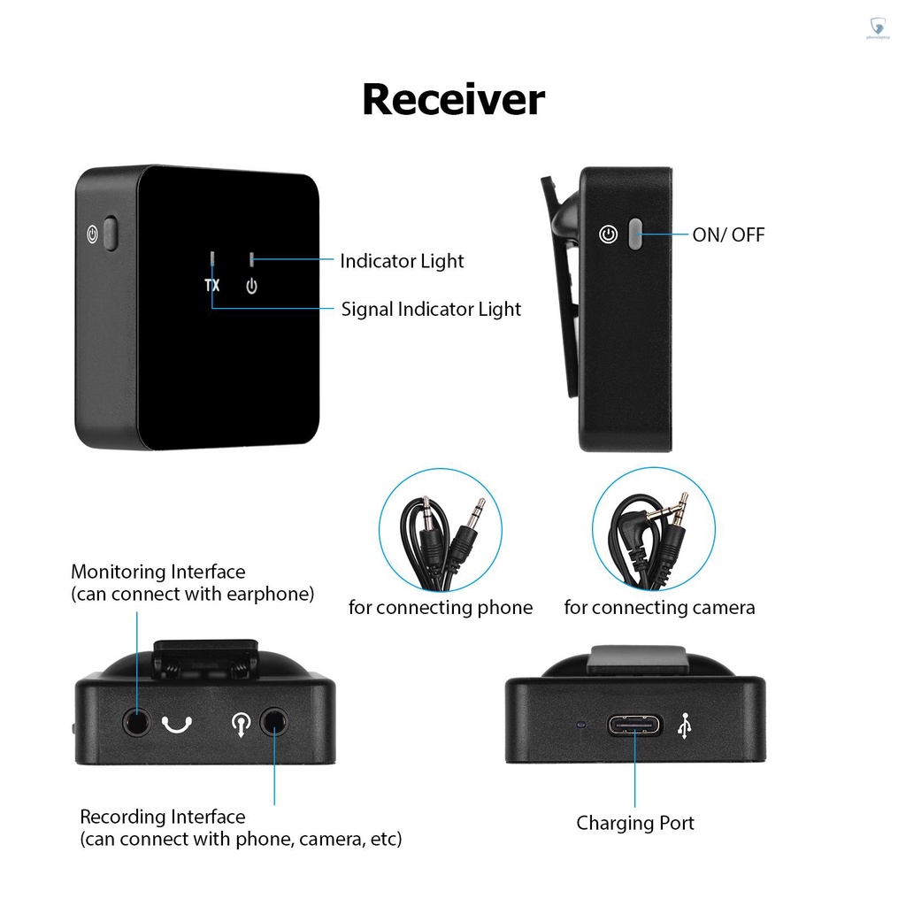 Micro Không Dây Có Kẹp Và Sạc 2 Đầu Nhận Tín Hiệu