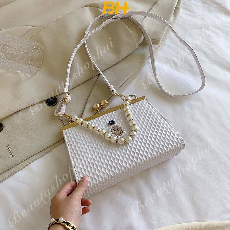 Túi Đeo Chéo Một Bên Vai Hình Vuông Nhỏ Đính Ngọc Trai Thời Trang 2023 Dành Cho Bạn Nữ