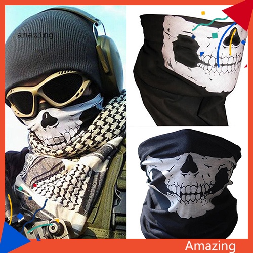 Khẩu Trang Che Nửa Mặt Giữ Ấm In Họa Tiết Đầu Lâu Dành Cho Đạp Xe Ngoài Trời