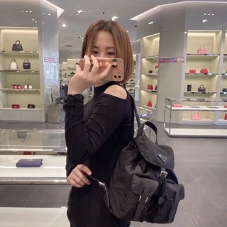 2IQH PRADA backpack women's bag men's bag nylon handbag large capacity travel bag leisure all-matChan*l student bag backpack