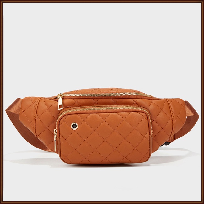 Túi Đeo Hông Bằng Da Nhân Tạo Thêu Họa Tiết Hình Thoi Đơn Giản Thời Trang Cho Nữ