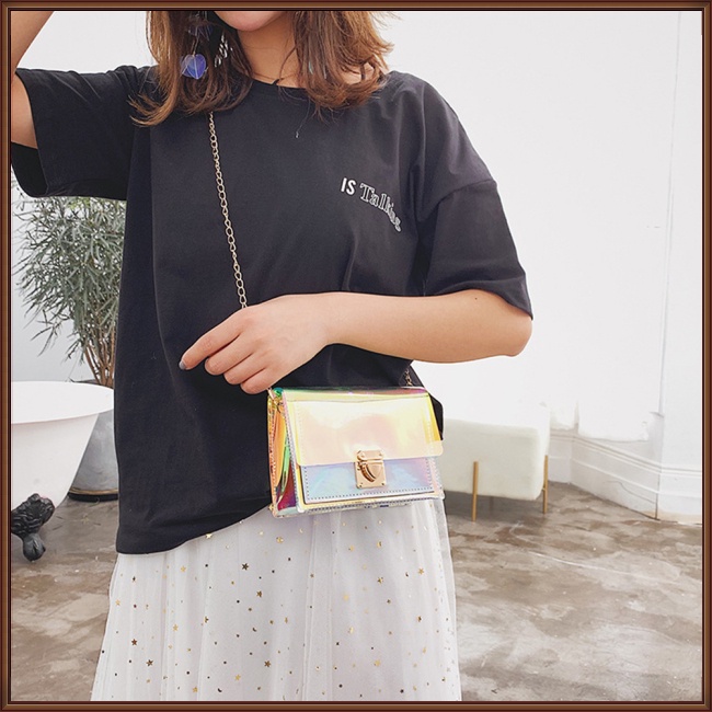 Túi Đeo Chéo Hình Vuông Cỡ Nhỏ Trong Suốt Nhiều Màu Thời Trang Mùa Hè Cho Nữ