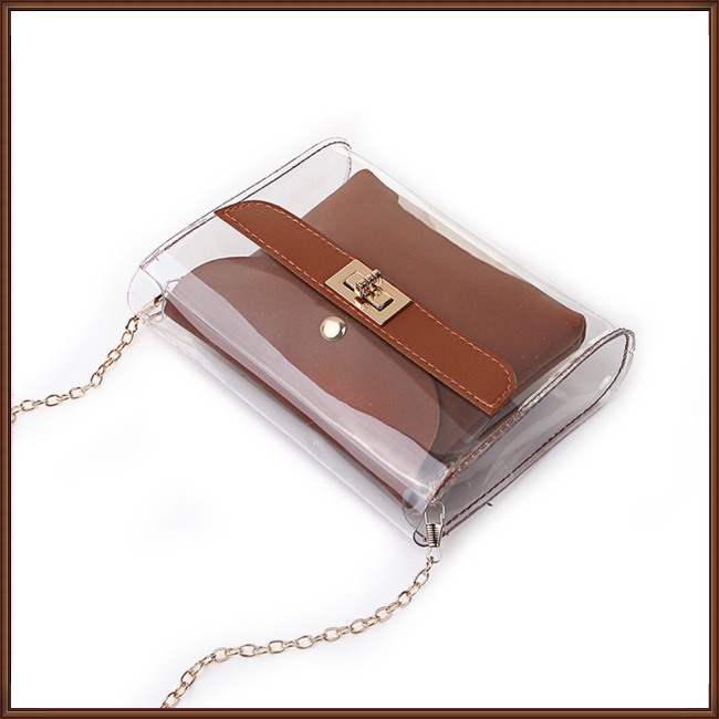 Túi Đeo Chéo Mini Trong Suốt Có Khóa Thời Trang Cho Nữ