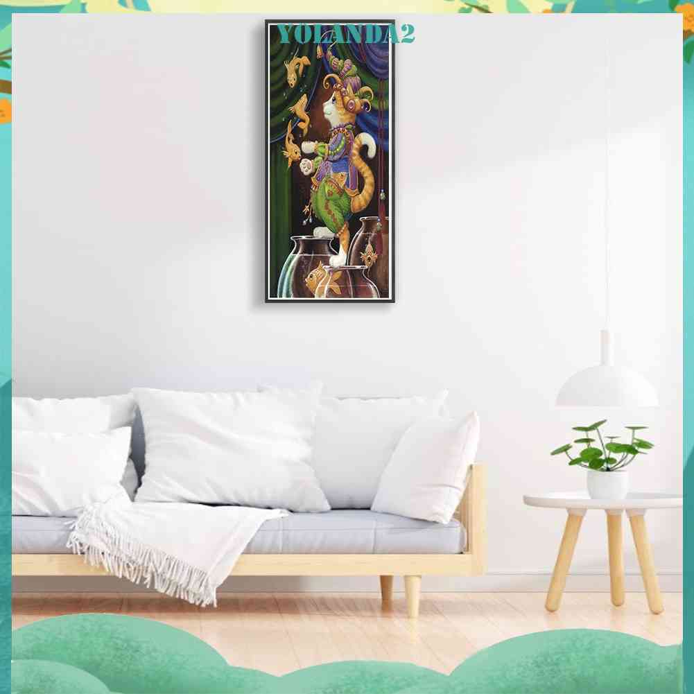 Tranh Đính Đá Kim Cương Toàn Bộ 5D DIY Hình Vẽ Mèo Trang Trí Nhà Cửa