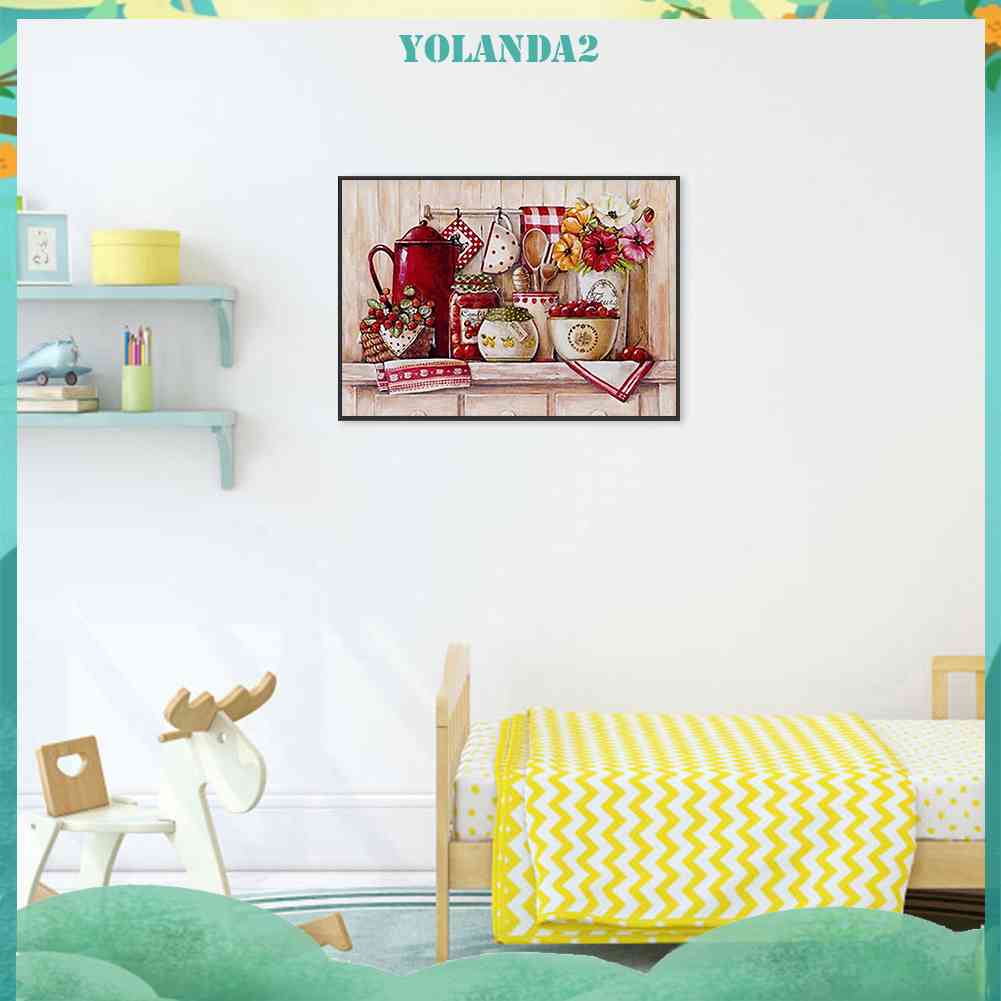 Tranh Đính Đá Kim Cương Toàn Bộ 5D DIY Hình Vẽ Nghệ Thuật Trang Trí Nhà Bếp