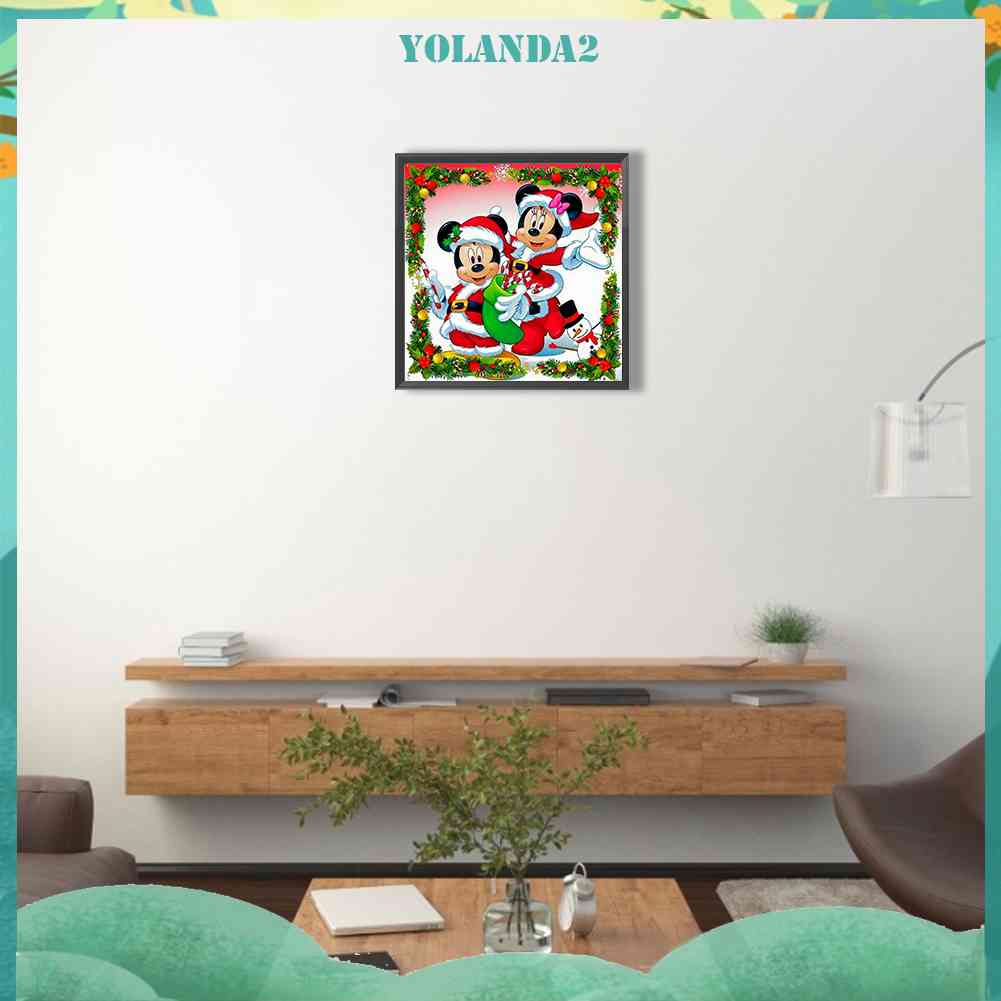 DISNEY Bộ Tranh Đính Đá 5D DIY Hình Mickey Minnie Phong Cách Giáng Sinh Dành Cho Trang Trí Nhà Cửa