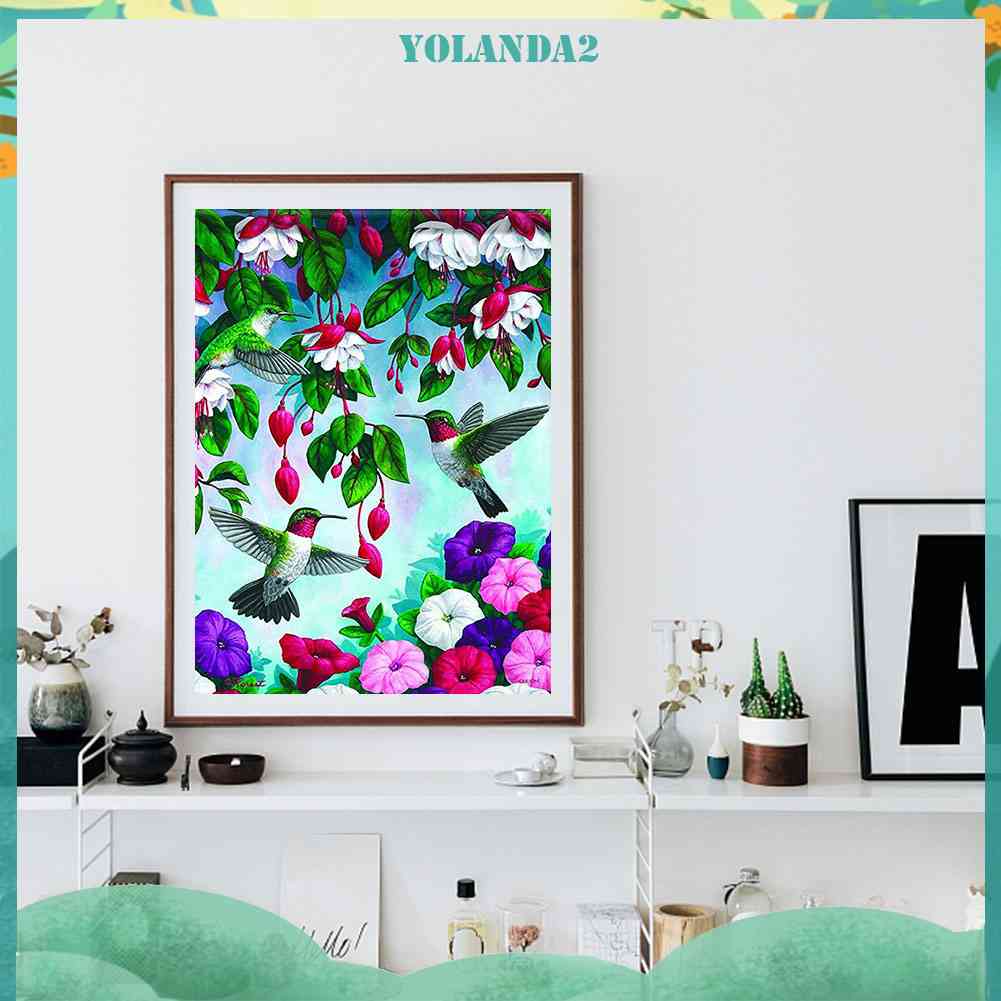 Bộ Tranh Đính Đá 24 Màu Sắc Họa Tiết Chim Ruồi Độc Đáo DIY Dùng Trang Trí Nhà Cửa