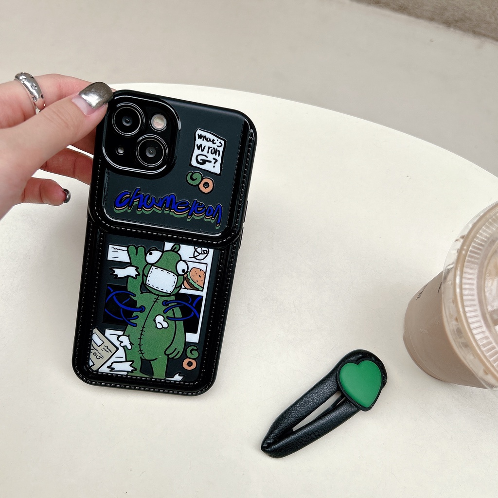 Ốp Điện Thoại TPU Dẻo Đen In Hình Ếch Hoạt Hình Sáng Tạo Cho iPhone11 12 13 14 Pro Max