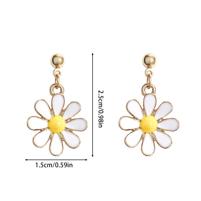 Bông Tai Dáng Dài Hình Hoa Cúc Đính Đá Opal Kiểu Hàn Quốc Thời Trang Cho Nữ