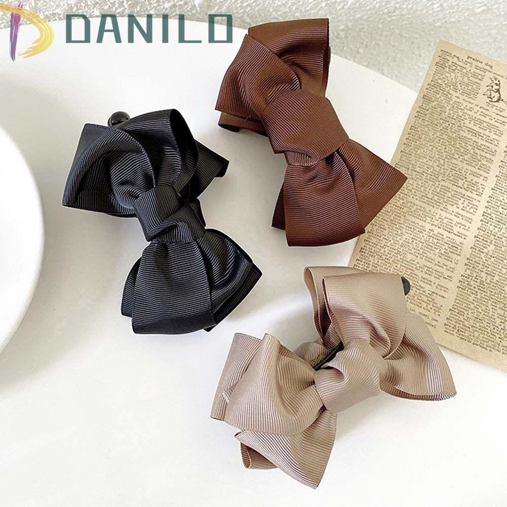 Kẹp Chuối DANILO Thắt Nơ Vải Màu Trơn Phong Cách Hàn Quốc Cổ Điển Ngọt Ngào