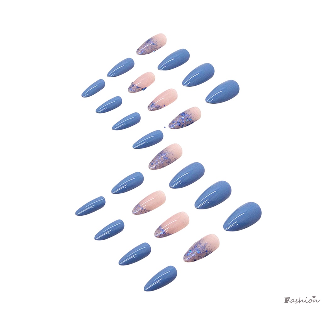 Móng Tay Giả Kim Tuyến Màu Xanh Dương Ngọt Ngào Và Quyến Rũ Có Thể Tái Sử Dụng