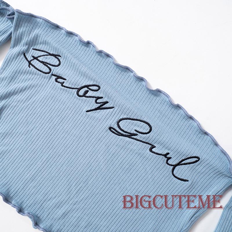 Áo Thun Crop Top Mùa Hè Tay Cộc Trễ Vai In Họa Tiết Chữ Cho Nữ