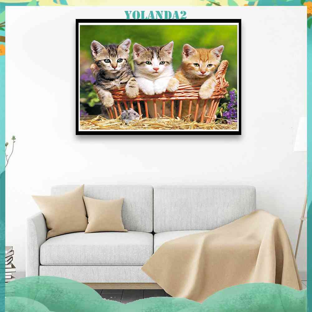 Tranh Đính Đá Kim Cương Toàn Bộ 5D DIY Hình Vẽ Mèo Đáng Yêu