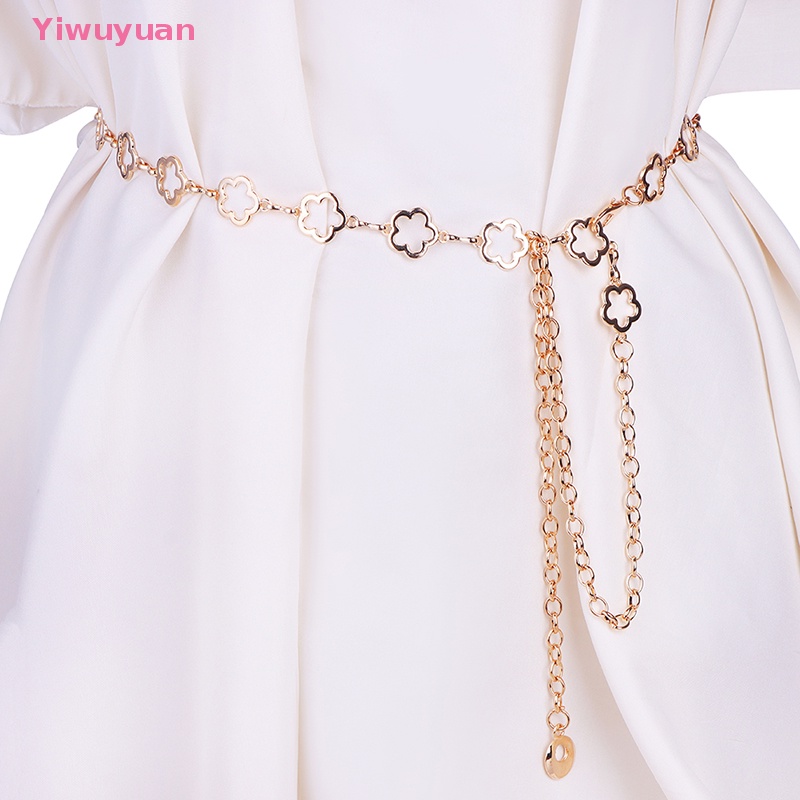 Thắt Lưng Dây Xích Bằng Kim Loại Hình Hoa Thời Trang Cho Nữ