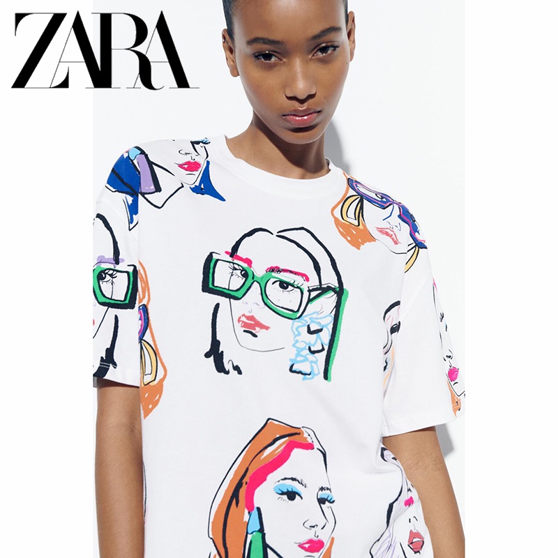 Zara Áo Thun Nhung In Họa Tiết Xinh Xắn Dành Cho Nữ