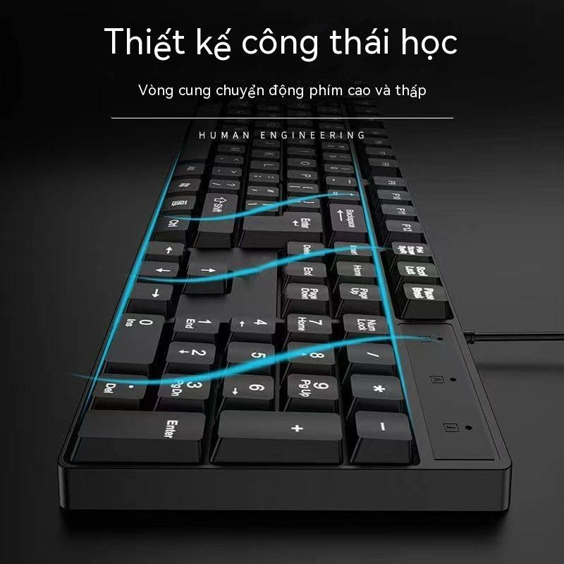 Bộ Bàn Phím Chuột Không Dây Máy Tính USB Máy Tính Để Bàn Máy Tính Xách Tay Văn Phòng Câm Cảm Giác Cơ Học Bàn Phím Có Dây