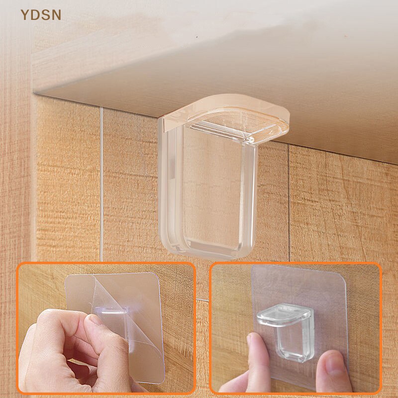 [YDSN] Set 4 Kẹp Cố Định Kệ Tủ Tự Dính Không Cần Khoan Lỗ RT