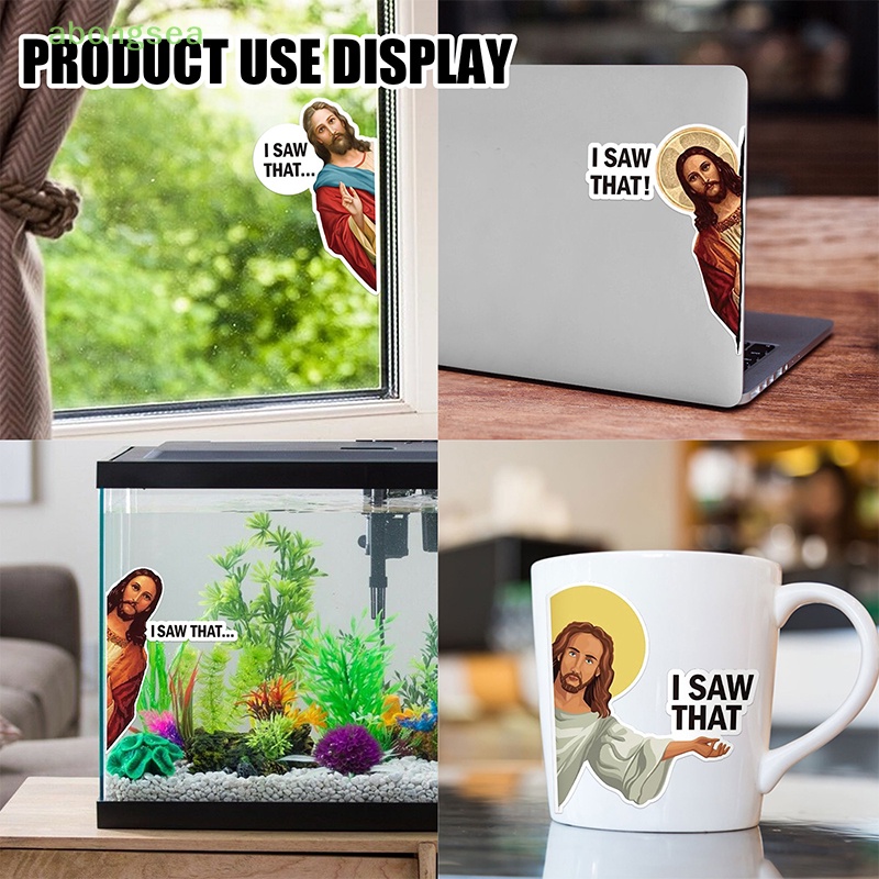 Set 10 Sticker Chống Thấm Nước Hình Chúa Jesus I Saw That Vinyl Dán Trang Trí Xe Hơi Laptop