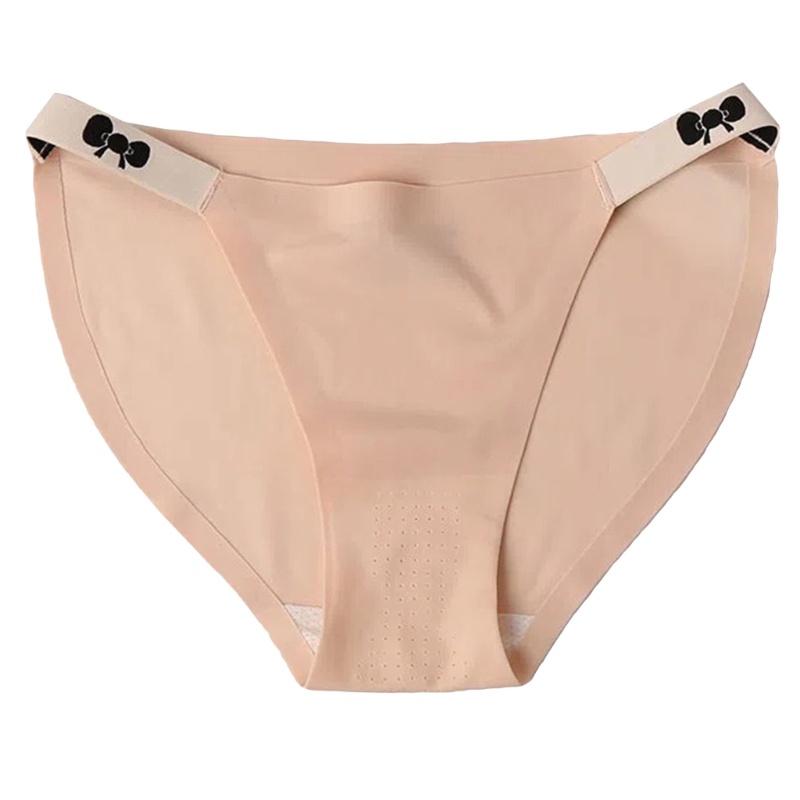 Quần Lót Không Đường May Lưng Thấp Màu Trơn Đính Nơ Xinh Xắn