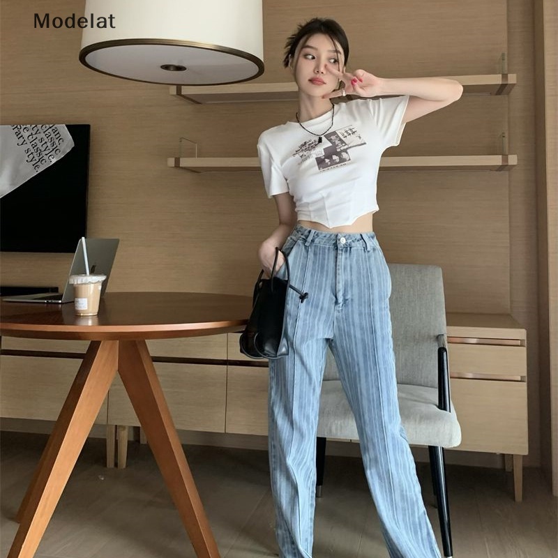 Áo Croptop Tay Ngắn Cổ Tròn In Họa Tiết Phong Cách Retro Dành Cho Nữ