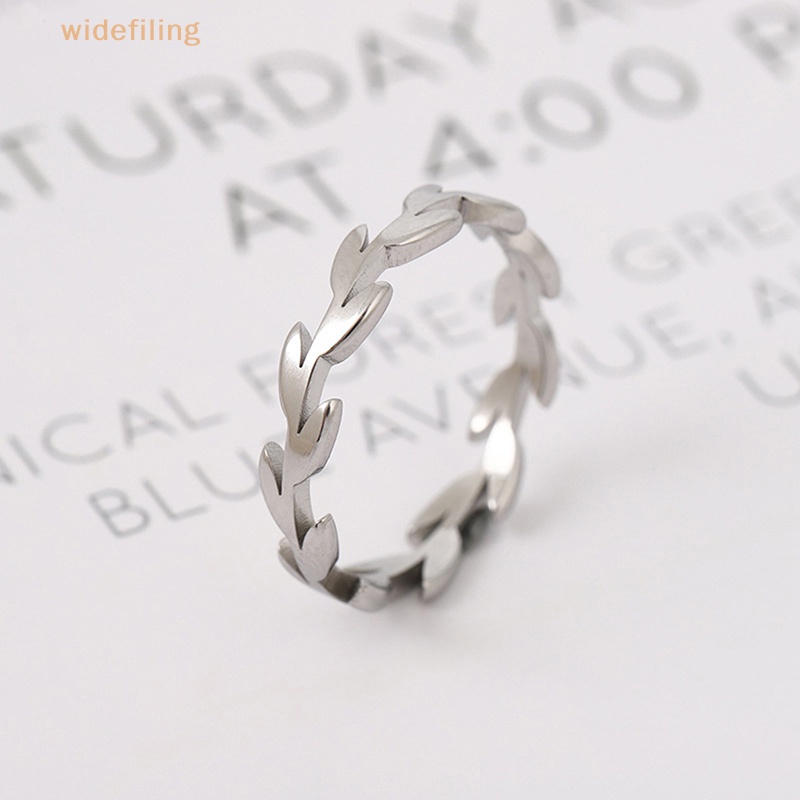 Nhẫn Hình Lá Bằng Thép Không Gỉ Bản Rộng Thời Trang Cho Nữ