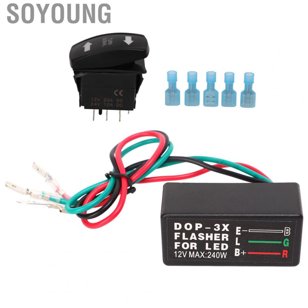 Soyoung Turn Signal Rocker Switch  ABS Wide Compatibility 12V Insulated Long Service Life High Hardness Turn Light Terminals Kit  for Replacement for ATV
