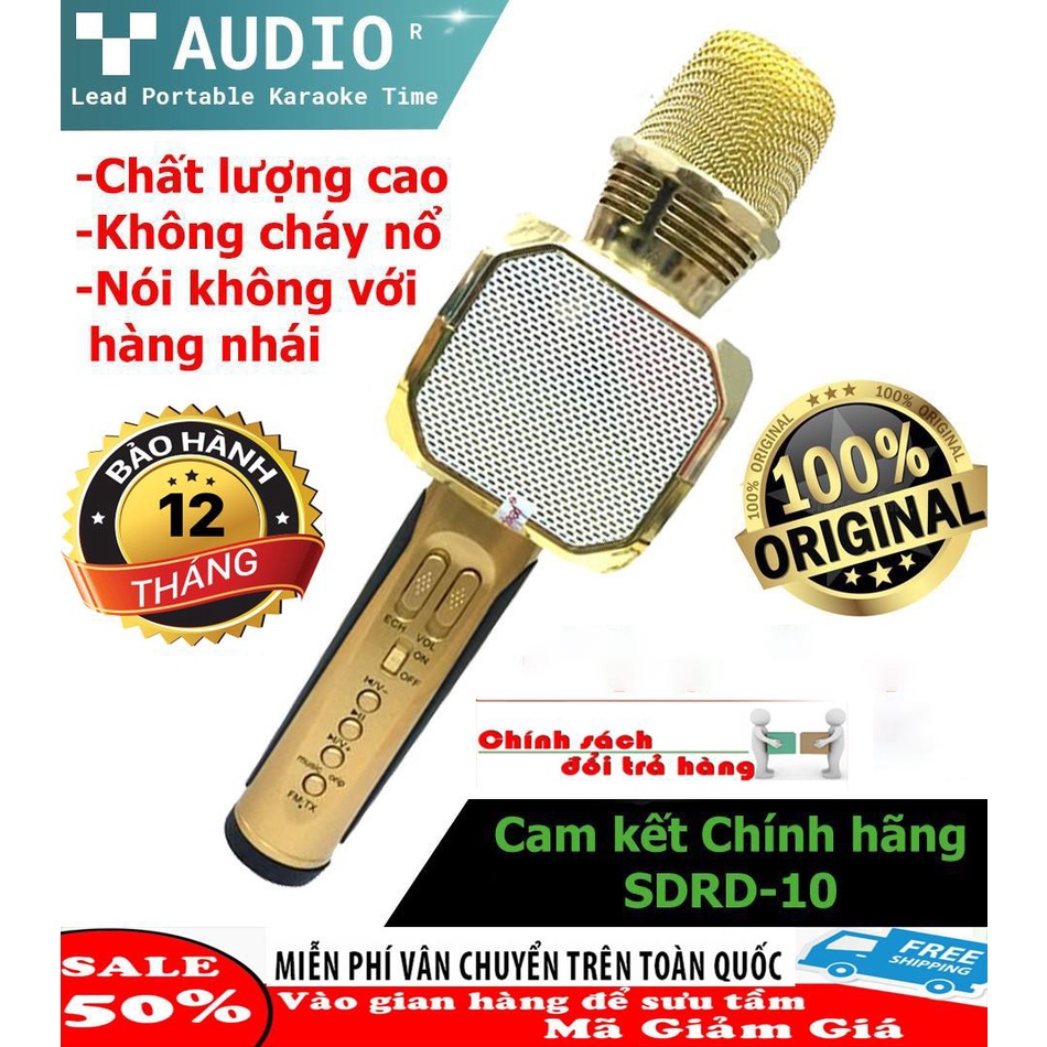 Micro Karaoke Kèm Loa Bluetooth Nhập Khau Cao Cấp Micro Bluetooth 3 IN 1 SD10
