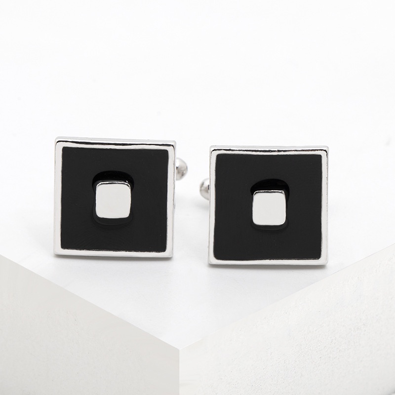 Khuy Măng Sét Kim Loại Màu Đen Thiết Kế Đơn Giản Cho Nam
