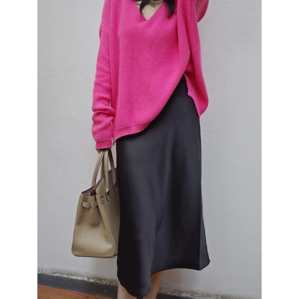 Chân Váy Chữ A Lưng Cao Bằng Lụa Satin Thời Trang 2023