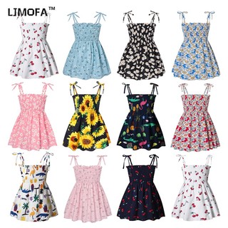 LJMOFA Đầm Công Chúa Hai Dây Sát Nách In Hoa Bằng Vải Mỏng Thời Trang Mùa Hè Cho Bé Gái 2-6Tuổi