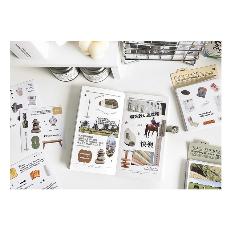 Set 50 tấm sticker Pieces of Life, bế sẵn, không trùng mẫu