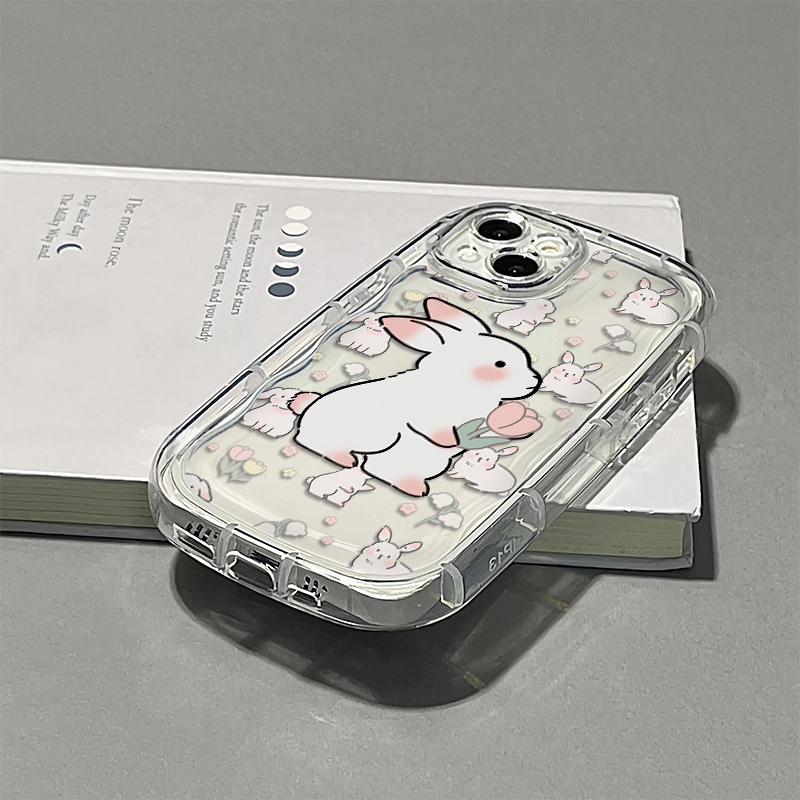 Ốp Điện Thoại TPU Silicone Mềm Trong Suốt Chống Sốc In Hình Thỏ Dễ Thương Cho IPhone 14 13 12 11 Pro XS Max X XR 7 + 8 Plus