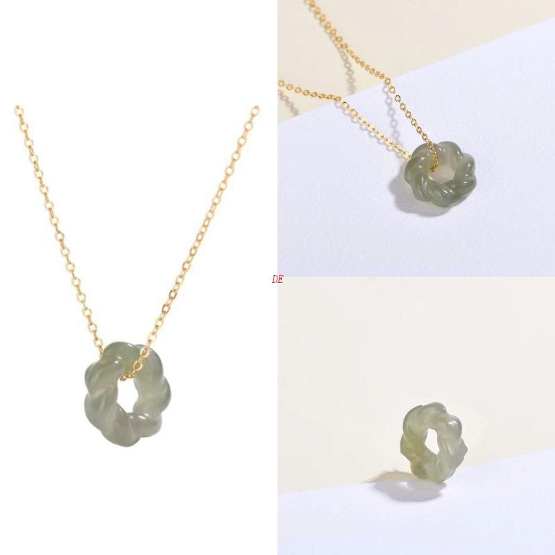De Dainty Vòng Cổ Choker Bằng Đá Ngọc Bích Xanh Tự Nhiên