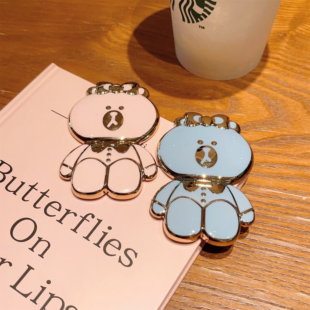 Ốp Điện Thoại Có Túi Khí Họa Tiết Bướm / Gấu Dễ Thương Kèm Giá Đỡ Nhẫn Cho iphone