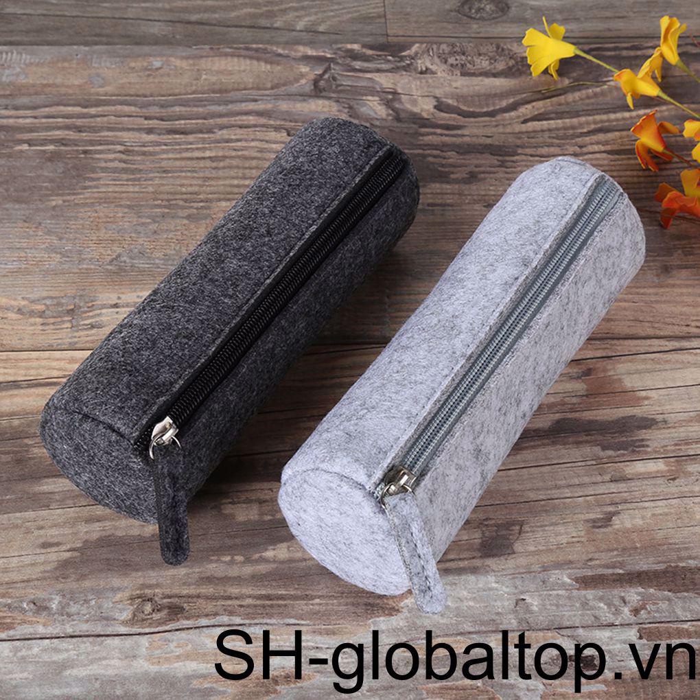 Túi Đựng Bút Màu Trơn Có Khóa Kéo Dễ Thương Cho Học Sinh