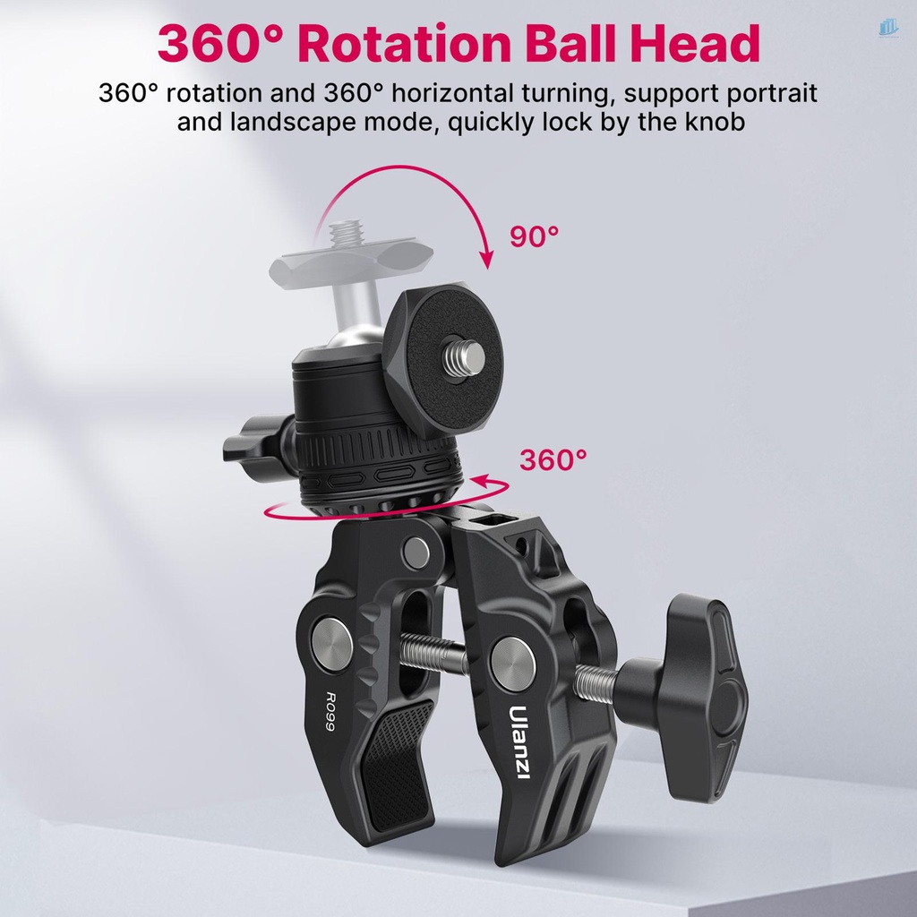 Giá Đỡ Siêu Kẹp 360 Độ Cho smartwatchinone Ulanzi R099° Vít Đầu Bi Mini Bằng Hợp Kim Nhôm Xoay Được 1 / 4 Inch 1.5kg 1.5kg