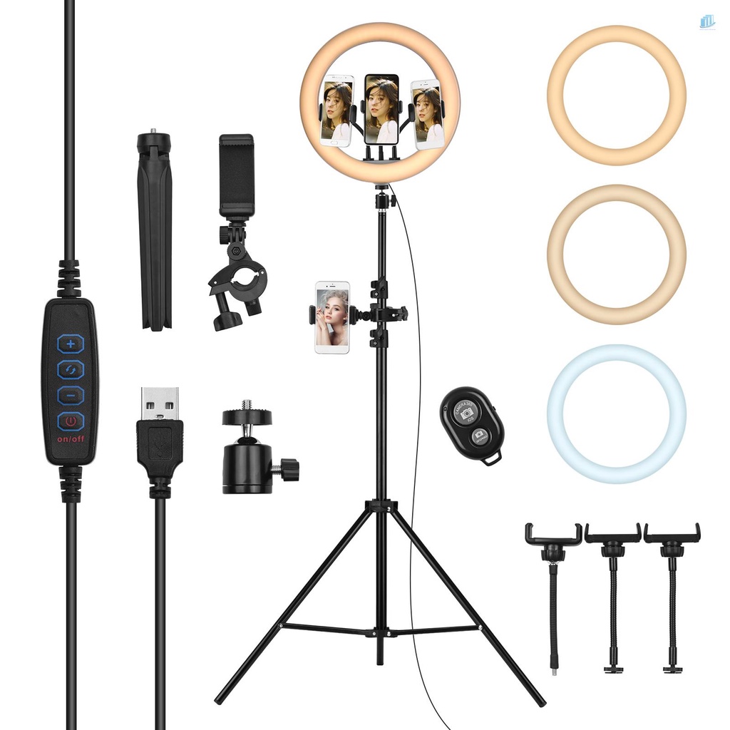 Đèn LED Chiếu Sáng 13 Inch Hai Màu Nhiệt Độ 2800K-5800K 10 Cấp Độ Kèm Giá Đỡ Ba Chân Cho Trang Điểm / Live S