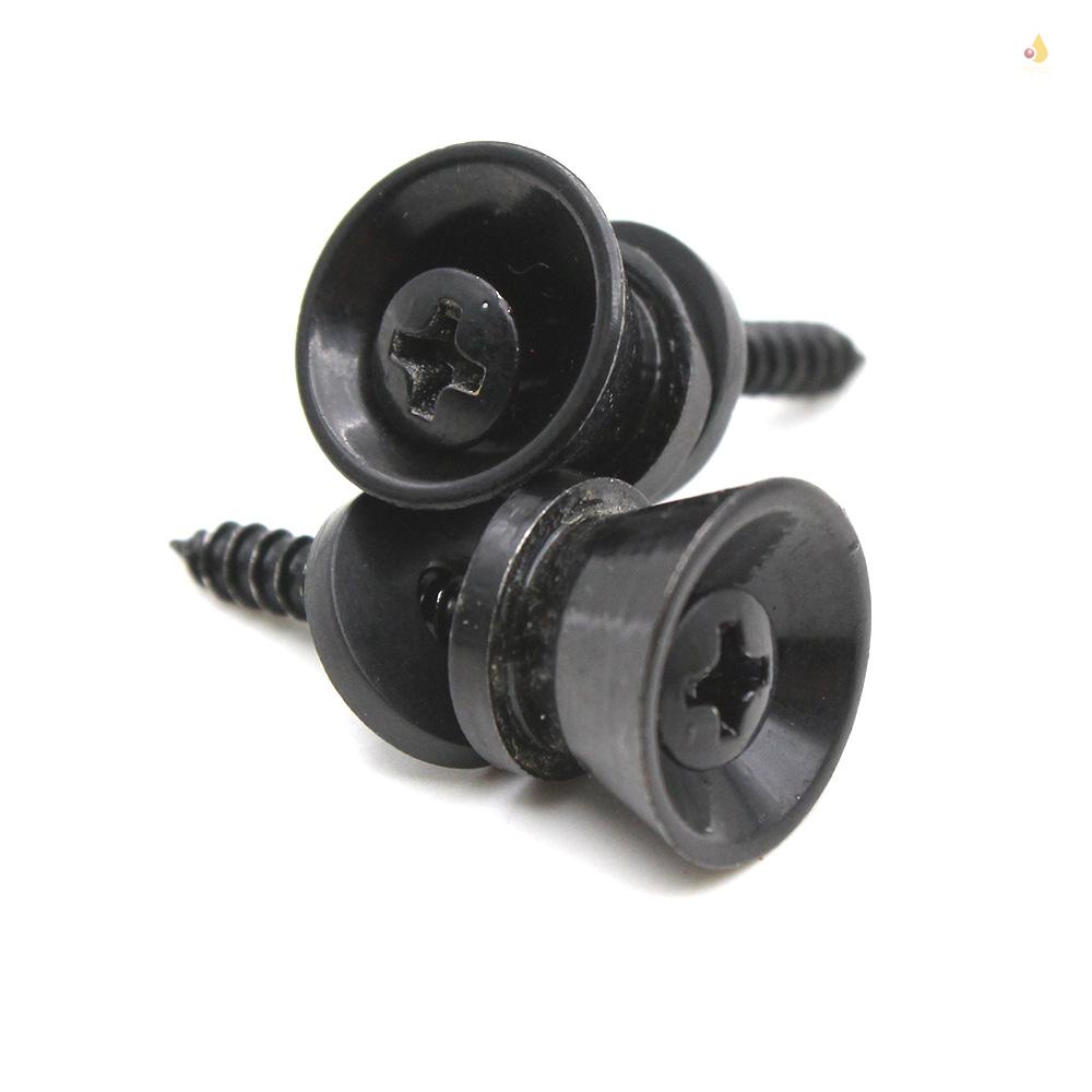 Set 2 Chốt Khóa Dây Đeo Đàn Guitar Bằng Kim Loại Màu Đen / Bạc Thông Dụng
