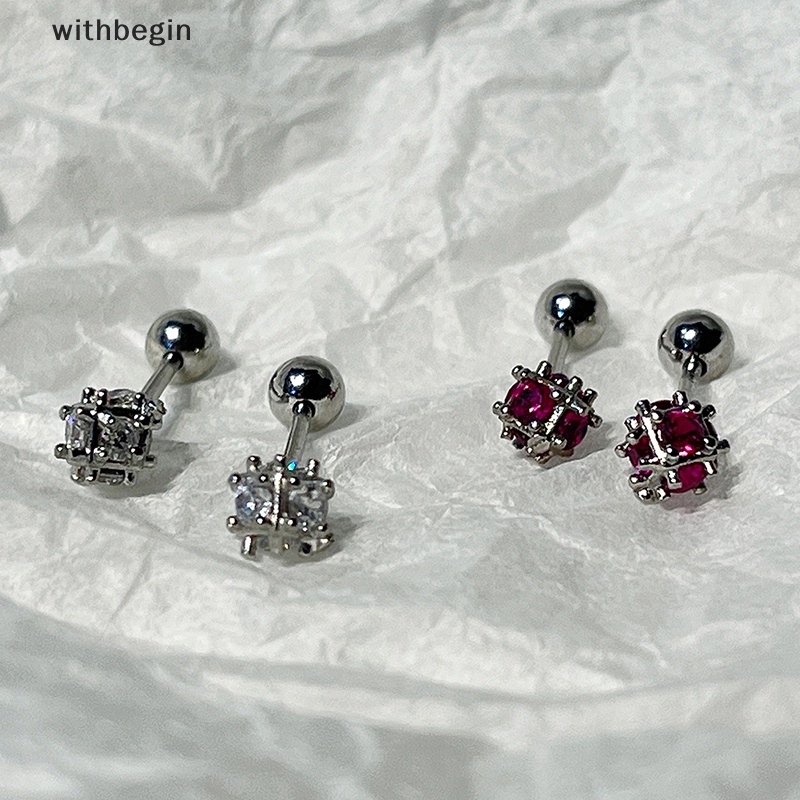 1 Đôi Khuyên Tai Đính Đá Zircon Phong Cách Punk Thời Trang Cho Nữ