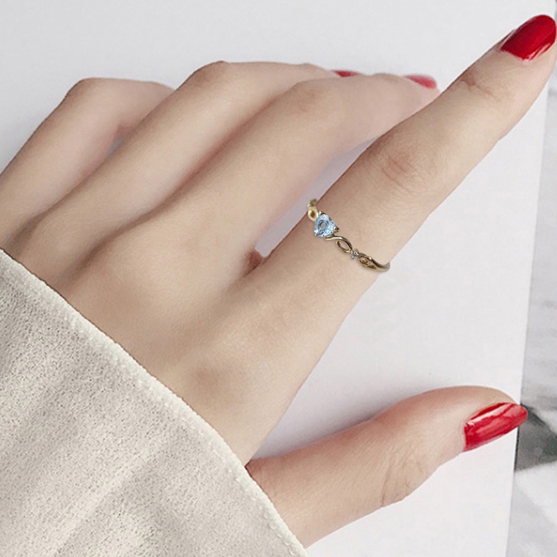 Nhẫn Đính Đá Zircon Hình Trái Tim Đơn Giản Thời Trang Hàn Quốc Cho Nữ