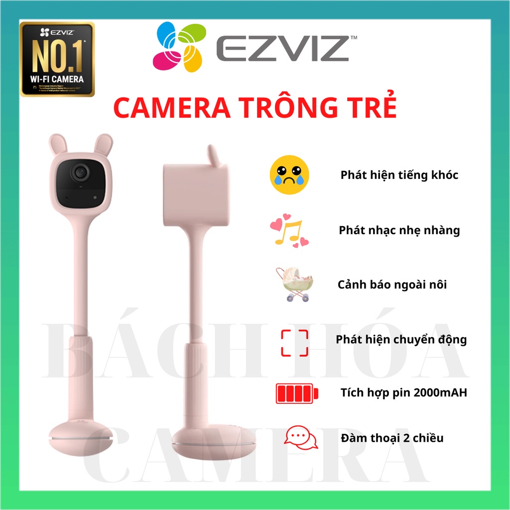 Camera WIFI Trông trẻ EZVIZ BM1 2MP FullHD 1080p, đàm thoại 2 chiều, tự động bật nhạc khi Baby khóc, Camera dùng PIN