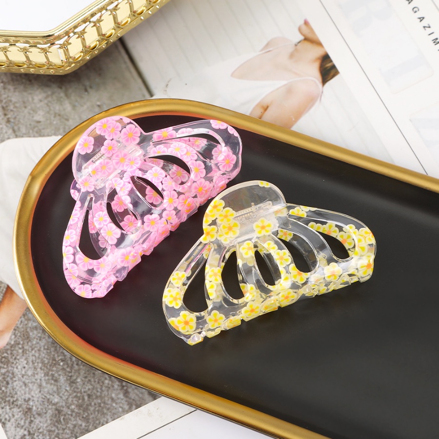 Kẹp Tóc Đuôi Ngựa Bằng Acrylic Trong Suốt In Họa Tiết Đơn Giản Thời Trang Phong Cách Hàn Quốc Cho Nữ