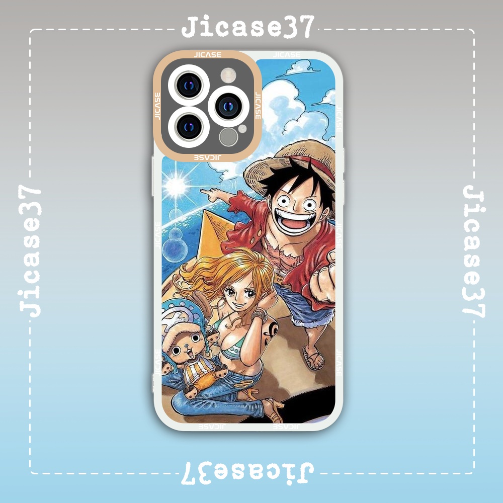 Ốp lưng iphone cạnh vuông Jicase Luffy x Nami x Chopper One Piece Anime Manga