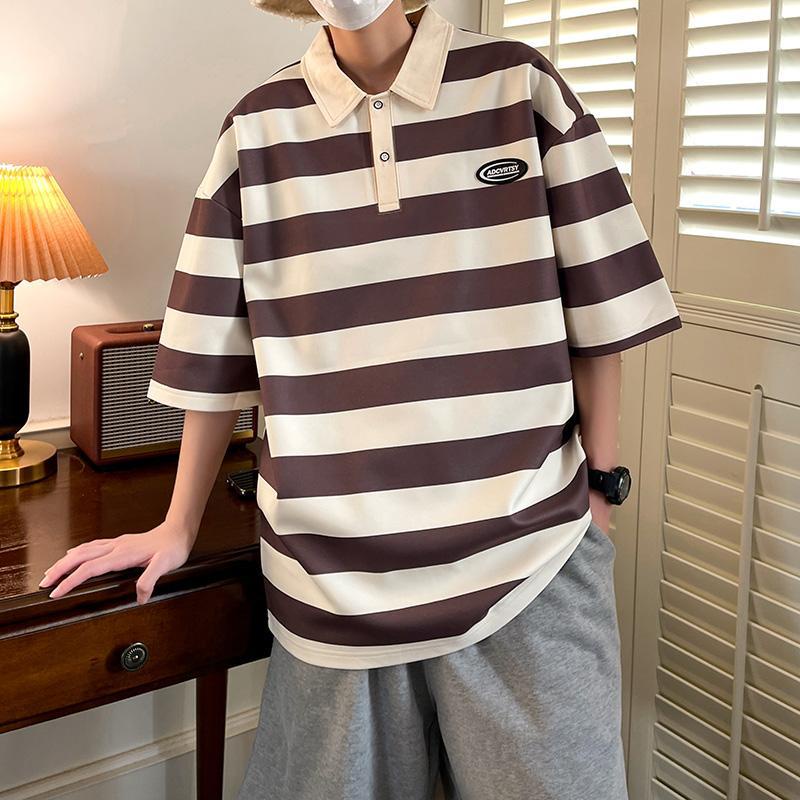 Áo Thun Tay Ngắn Cổ Tròn Họa Tiết Kẻ Sọc Thời Trang Mùa Hè 2023 Mới Cho Nam