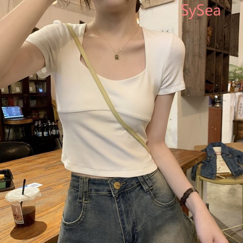 Áo Kiểu Cổ Vuông Dáng Ôm Thời Trang Hè Quyến Rũ Cho Nữ