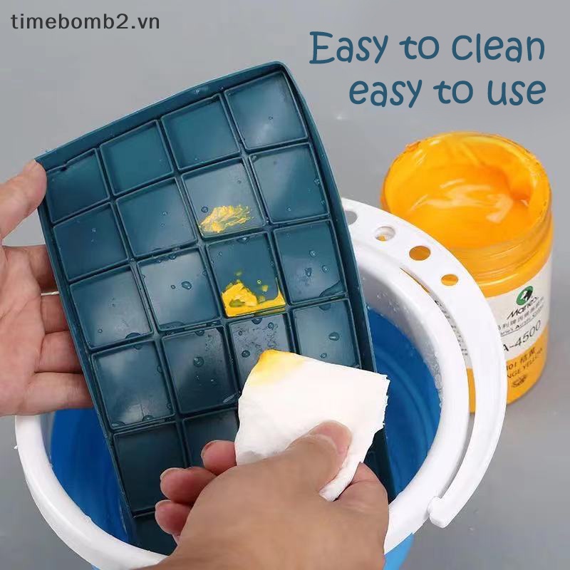 {Timebomb} Khay Đựng Màu Nước Có Nắp Mềm Bằng Nhựa Acrylic Vẽ Tranh Sơn Dầu Gouache