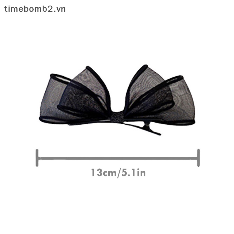 Kẹp Tóc Nơ Lưới Hai Lớp Màu Đen Thời Trang 2023 Cho Nữ