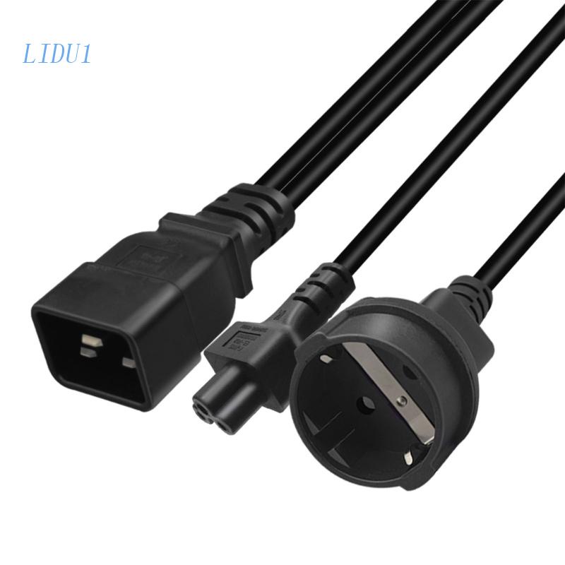 Cáp Chữ Y Chuyển Đổi LIDU1 IEC320-C20 Male Sang IEC320-C5 + EU4.8mm Female