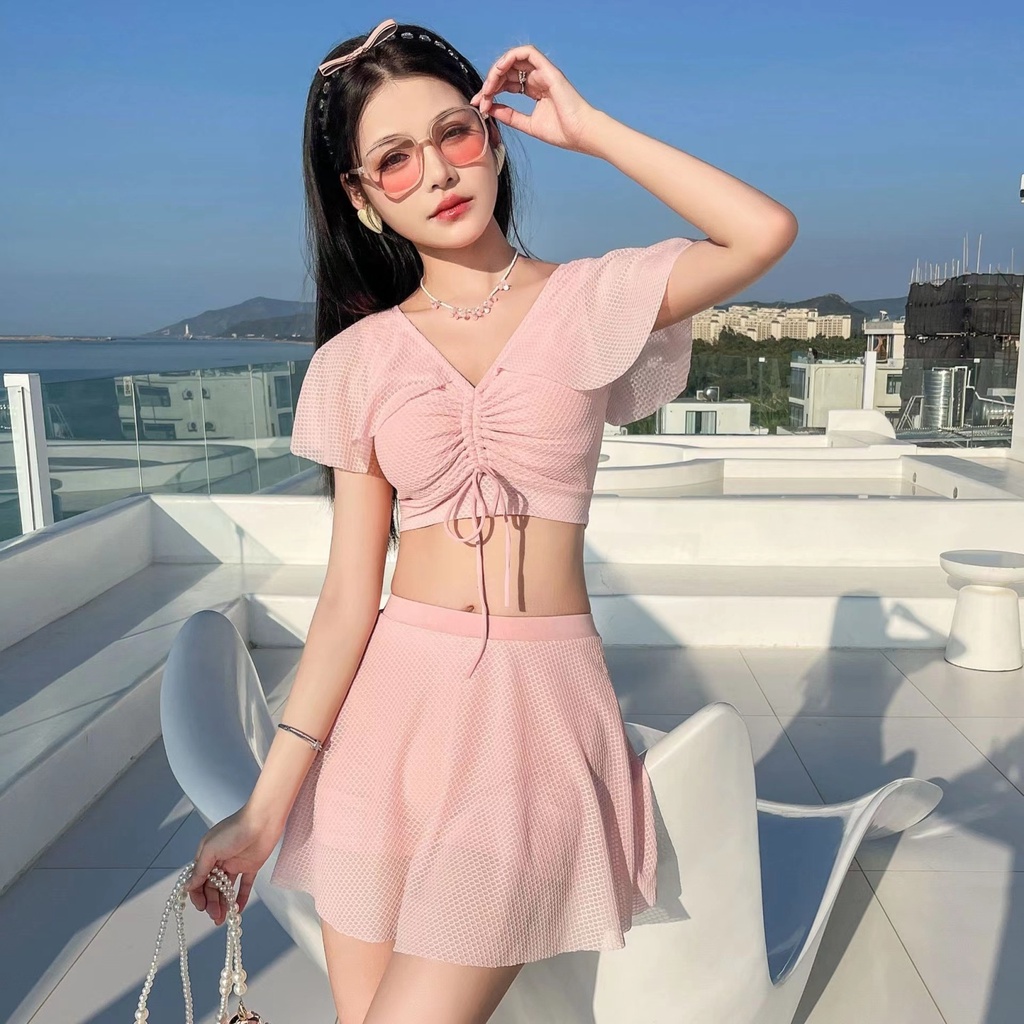 Bộ Đồ Bơi Hai Mảnh Phong Cách Hàn Quốc Dễ Thương Cho Nữ